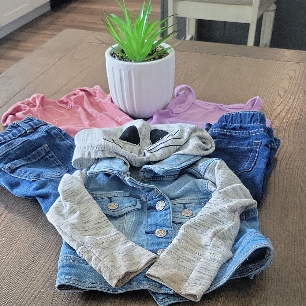 Cat & Jack Denim Jacket with Heather Gray Sleeves